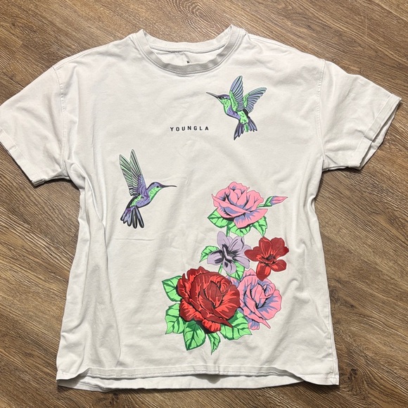 YoungLA Other - YoungLA Floral Hummingbird Tee in White
